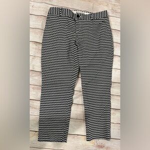 Banana Republic Hampton Pant Womens 4 Petite Black White Geometric Crop Pants